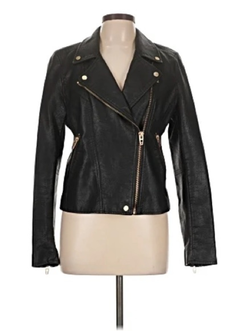 Blank NYC Black Quilted-Sleeve Faux Leather Moto Jacket